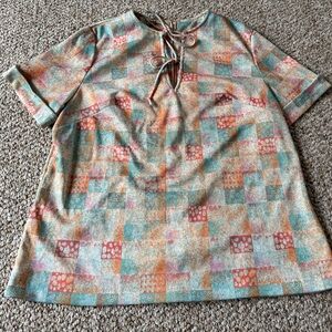 Vintage Colorful Geometric Patterned Top